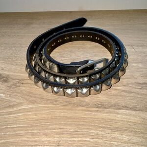 Studded Black Leather Belt